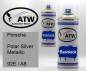 Preview: Porsche, Polar Silver Metallic, 92E / A8: 400ml Sprühdose + 400ml Klarlack - Set, von ATW Autoteile West.